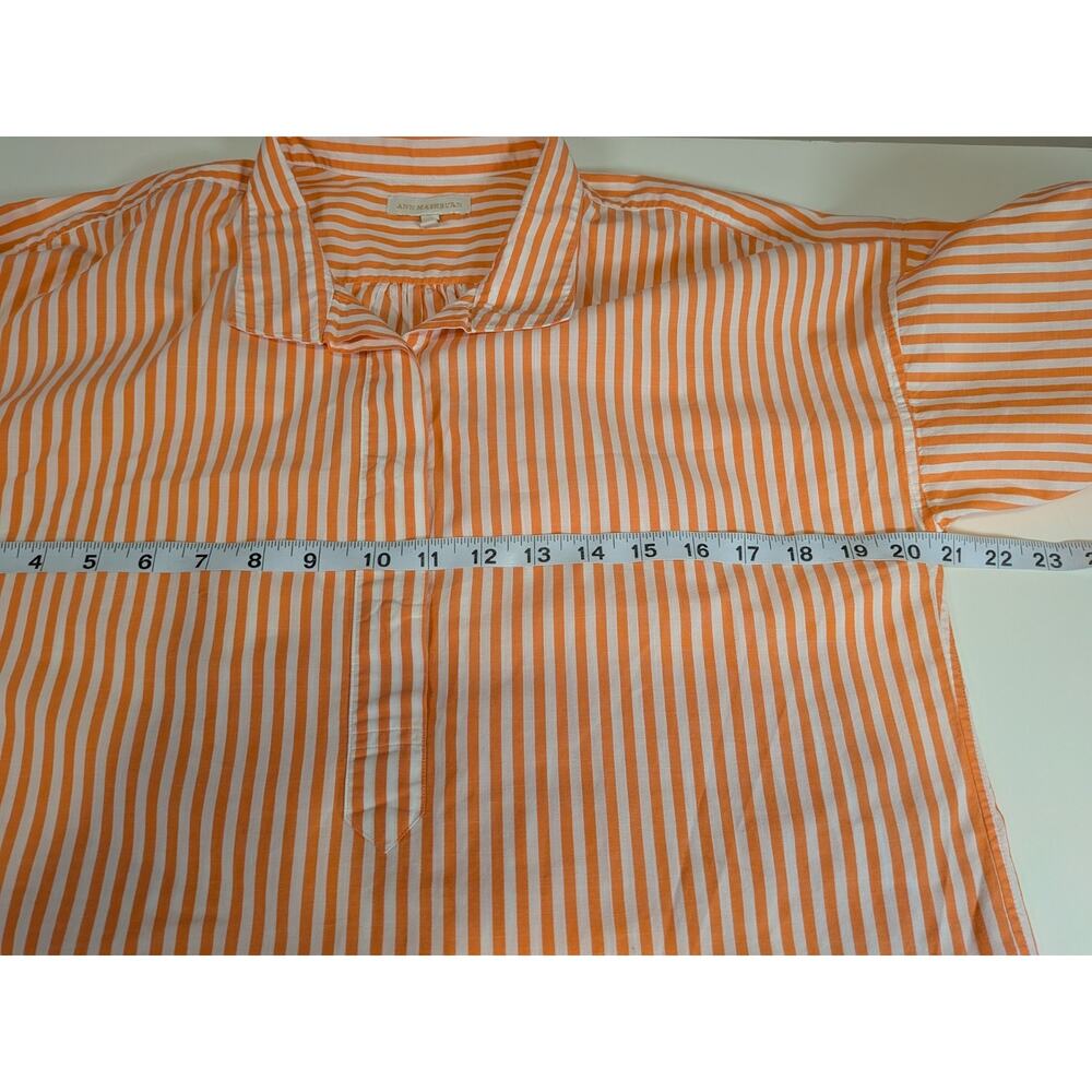 Ann Mashburn Anaya Popover Shirt Size S Striped Orange White 100% Cotton - Picture 9 of 11